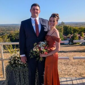 Elegant Copper Off-Shoulder Dress